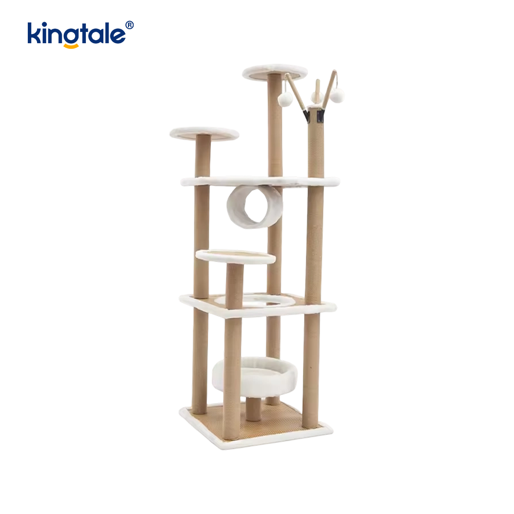 Természetes szizál Cat Tree Tall Cat Tower plüss többszintes lakás