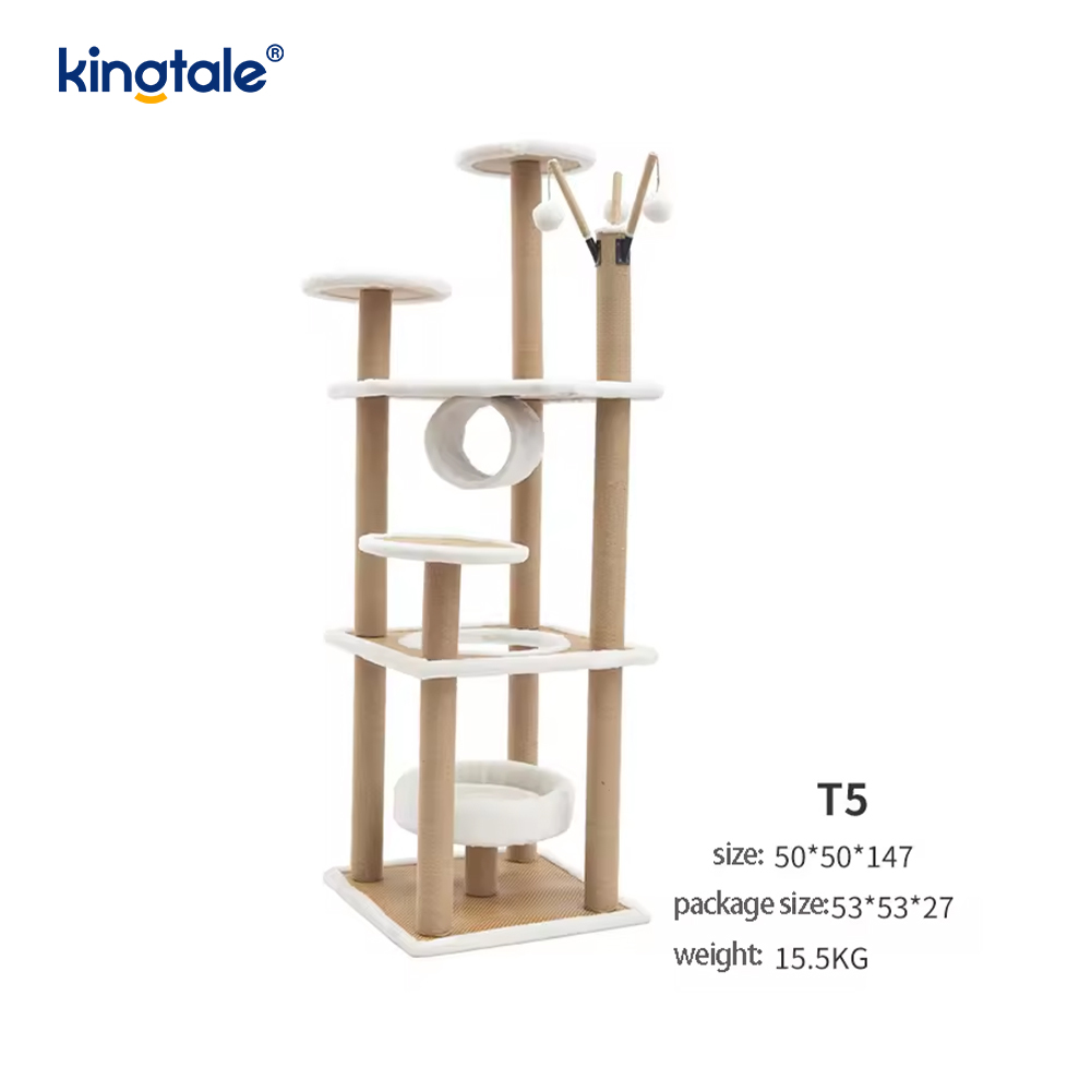 Természetes szizál Cat Tree Tall Cat Tower plüss többszintes lakás