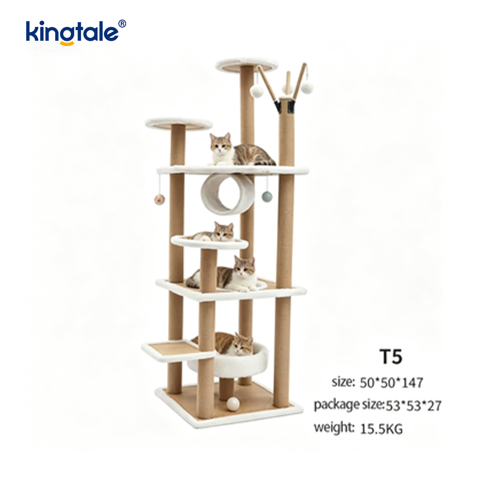 Természetes szizál Cat Tree Tall Cat Tower plüss többszintes lakás
