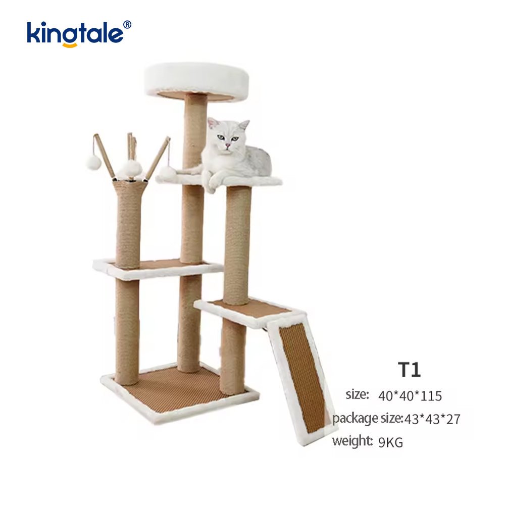 Természetes szizál Cat Tree Tall Cat Tower plüss többszintes lakás